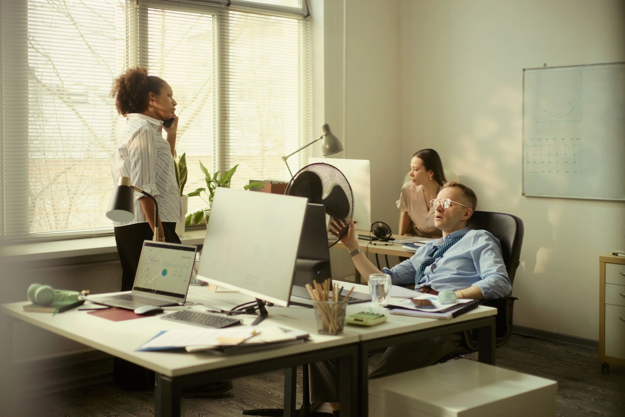 Team collaborating in an office